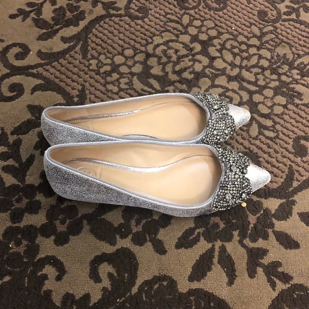 Tory Burch NIB Esme Jeweled Gray Flats 7.5M - Picture 9 of 16